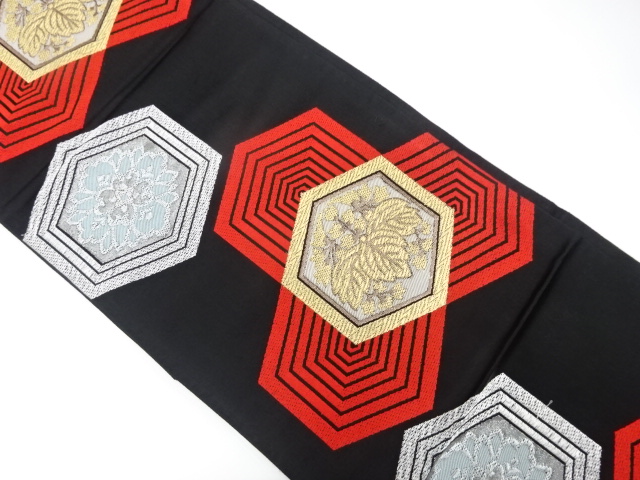 JAPANESE KIMONO / ANTIQUE FUKURO OBI / WOVEN FLOWER